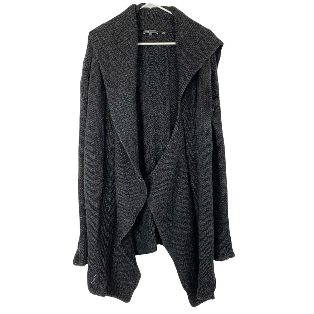 Vince Wrap Cardigan Sweater Womens Size Medium Oversized Asymmetric Dark Gray